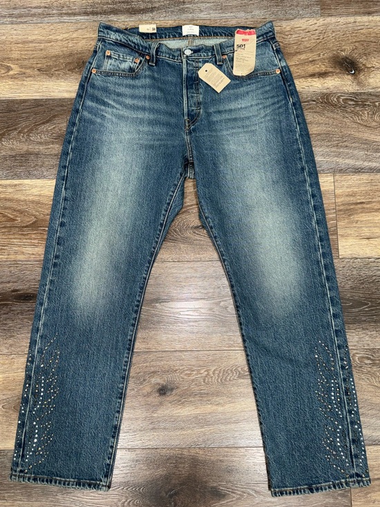 Levi's Denim - NWT 501 Curve High Waist Straight Leg Medium Wash Studded Jeans Size 32x30